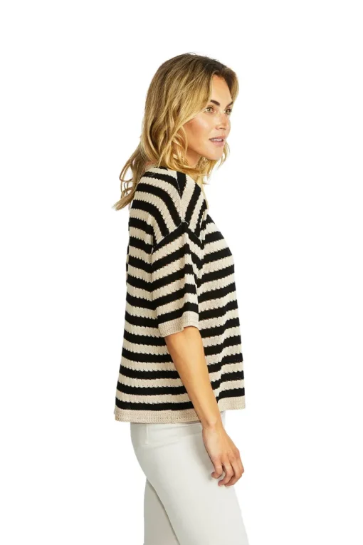 Ping Pong - Kate Crochet Pullover - Black/Flax - Womens Fashion