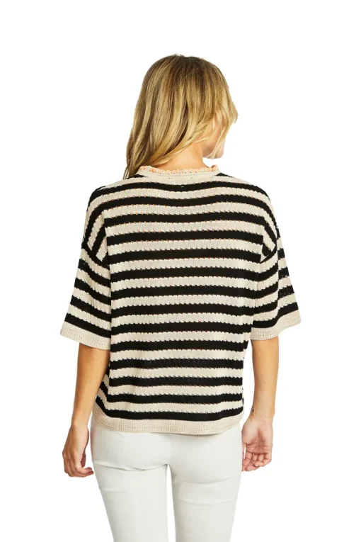 Ping Pong - Kate Crochet Pullover - Black/Flax - Womens Fashion