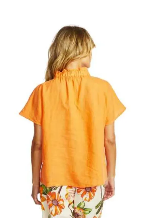 Ping Pong - Nora Linen Ruffle Blouse - Jaffa - Womens Fashion