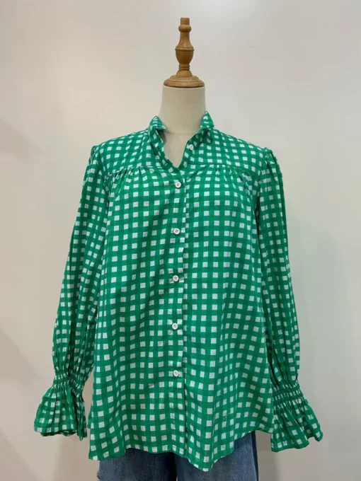 Sal & Lou - Amelia Shirt - Green Gingham - Womens Fashion