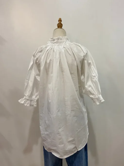 Sal & Lou - Charlie Frill Short Sleeve Top - White - Womens Clothing