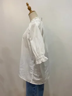 Sal & Lou - Charlie Frill Short Sleeve Top - White - Womens Clothing
