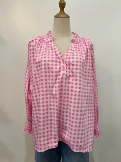 Sal & Lou - Charlie Frill Top - Pink Gingham - Womens Fashion