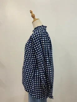 Sal & Lou - Charlie Frill Top - Navy Gingham - Womens Fashion