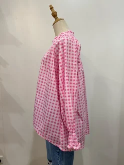 Sal & Lou - Charlie Frill Top - Pink Gingham - Womens Fashion