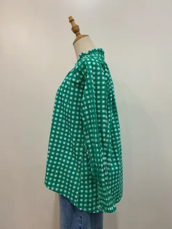 Sal & Lou - Charlie Frill Top - Green Gingham - Womens Fashion