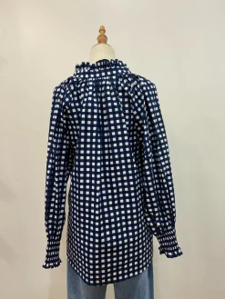 Sal & Lou - Charlie Frill Top - Navy Gingham - Womens Fashion