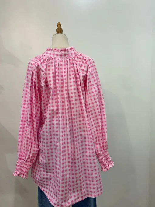 Sal & Lou - Charlie Frill Top - Pink Gingham - Womens Fashion