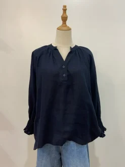 Sal + Lou - Chelsea Top - Navy Linen - Womens Fashion