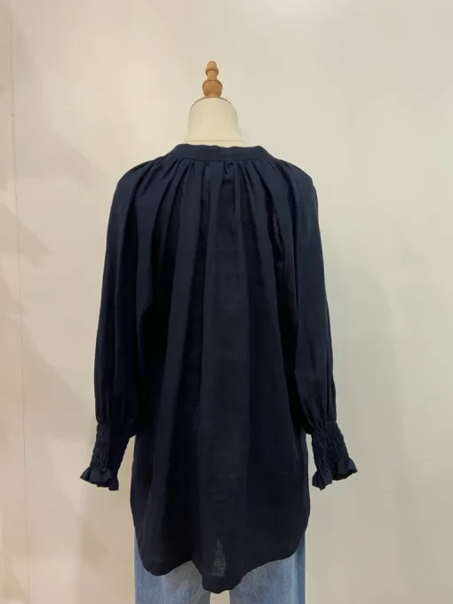 Sal + Lou - Chelsea Top - Navy Linen - Womens Fashion