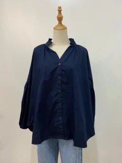 Sal & Lou - Lucy Frill Top - Navy - Womens Fashion