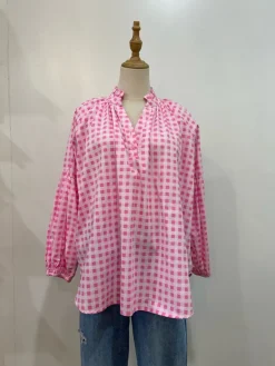 Sal & Lou - Lucy Frill Top - Pink Gingham - Womens Fashion