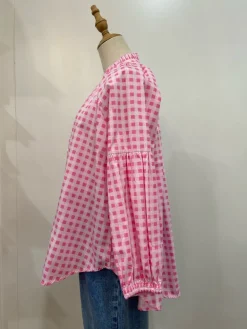 Sal & Lou - Lucy Frill Top - Pink Gingham - Womens Fashion