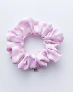 Scrunchie / Lilac Checkerboard / Crepe Fabric