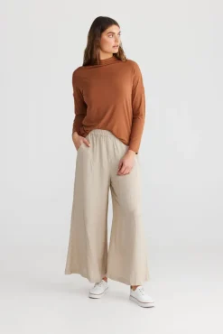 Shanty - Giorgio Long Sleeve Tee - Terracotta - Womens Fashion