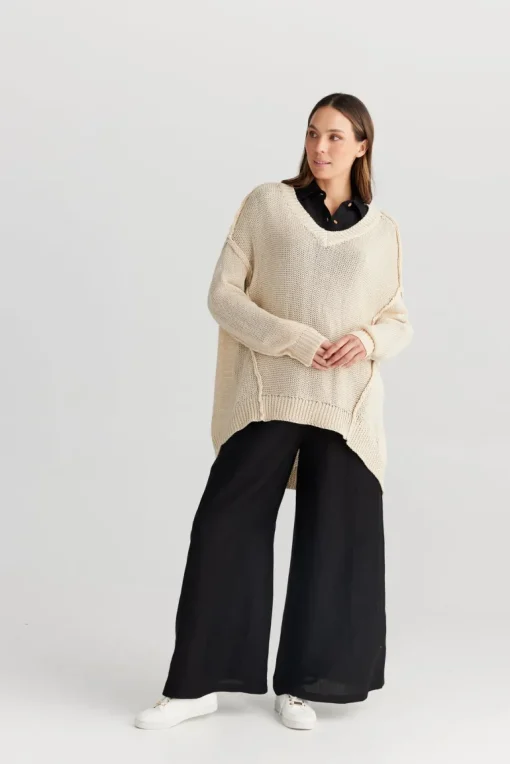 Shanty - Kasbah Long Sleeve Top - Ecru - Womens Fashion