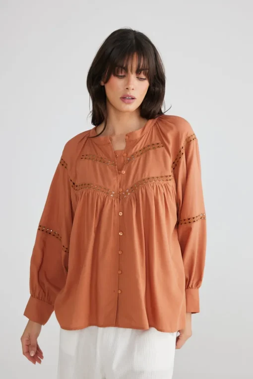 Talisman - Fortress Blouse - Caramel - Womens Fashion