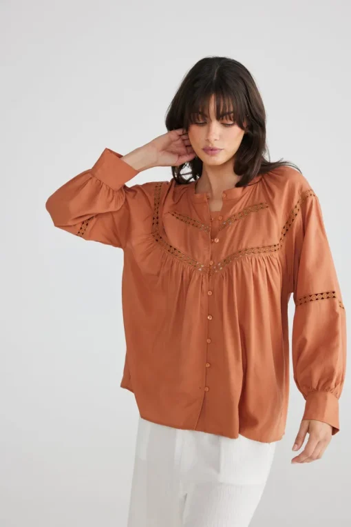 Talisman - Fortress Blouse - Caramel - Womens Fashion