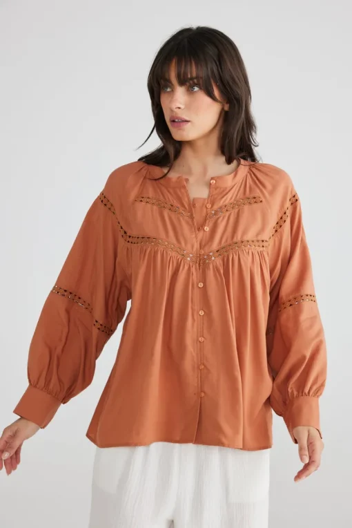 Talisman - Fortress Blouse - Caramel - Womens Fashion