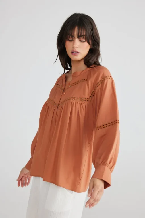 Talisman - Fortress Blouse - Caramel - Womens Fashion