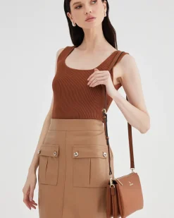 Tan | AVERY 3 COMPARTMENT CROSSBODY BAG