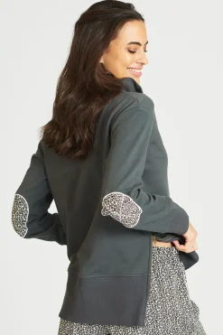 The Collar Sweatshirt - Coal / Leopard