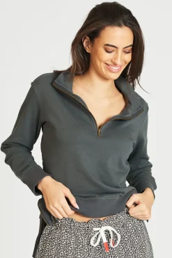 The Collar Sweatshirt - Coal / Leopard