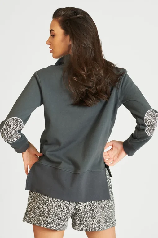The Collar Sweatshirt - Coal / Leopard
