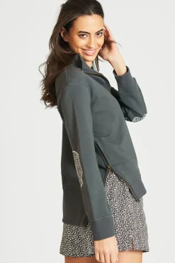 The Collar Sweatshirt - Coal / Leopard