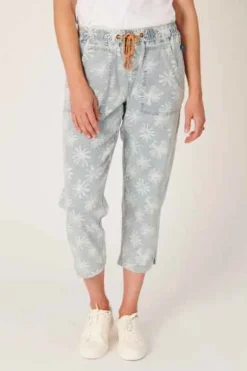 The LABoratory - Beach Pant - Light Blue Floral - Womens Fashion