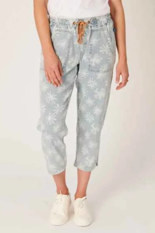 The LABoratory - Beach Pant - Light Blue Floral - Womens Fashion