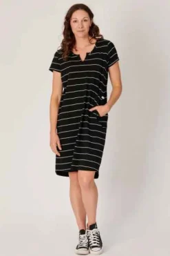 The LABoratory - Betty - Dress - Black White Stripe - Womens Fashion