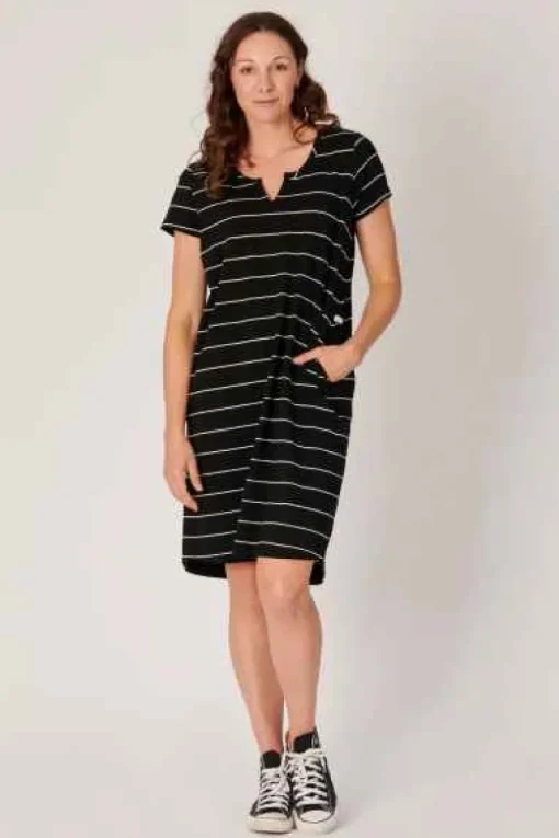 The LABoratory - Betty - Dress - Black White Stripe - Womens Fashion