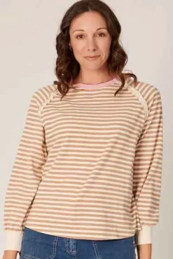 The LABoratory - Long Sleeve - Raglan Tee - Beige Stripe - Womens Fashion