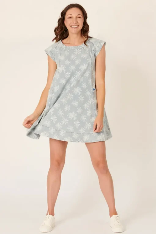 The LABoratory - Pleat Detail - Dress - Light Blue Floral - Womens Fashion