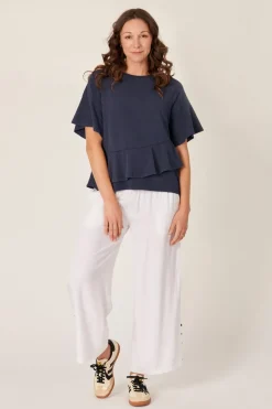 The LABoratory - Ruffle - Tee - Navy - Womens Fashion