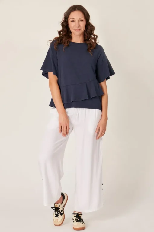 The LABoratory - Ruffle - Tee - Navy - Womens Fashion