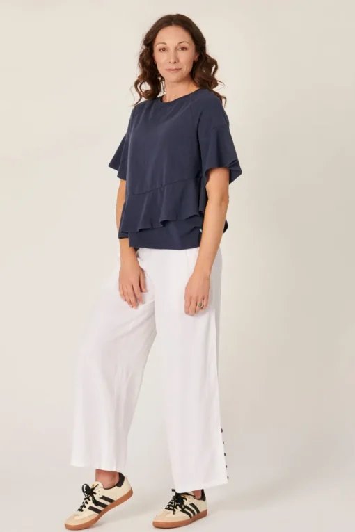 The LABoratory - Ruffle - Tee - Navy - Womens Fashion