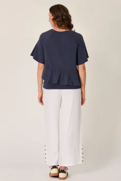 The LABoratory - Ruffle - Tee - Navy - Womens Fashion