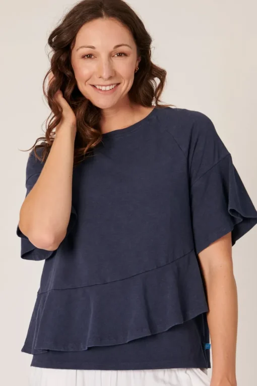 The LABoratory - Ruffle - Tee - Navy - Womens Fashion