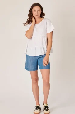 The LABoratory - Tiered Top - White - Womens Fashion