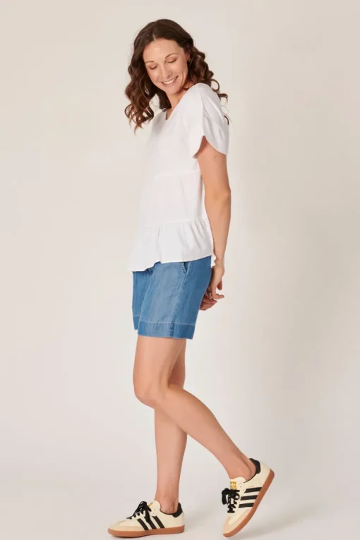 The LABoratory - Tiered Top - White - Womens Fashion