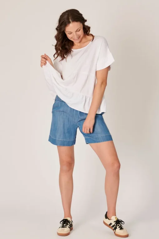 The LABoratory - Tiered Top - White - Womens Fashion