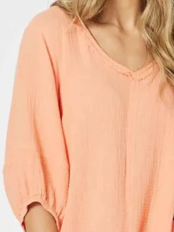 Threadz - Bryon Cotton Dress - Papaya - Womens Fashion