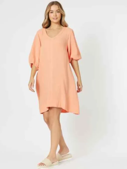 Threadz - Bryon Cotton Dress - Papaya - Womens Fashion