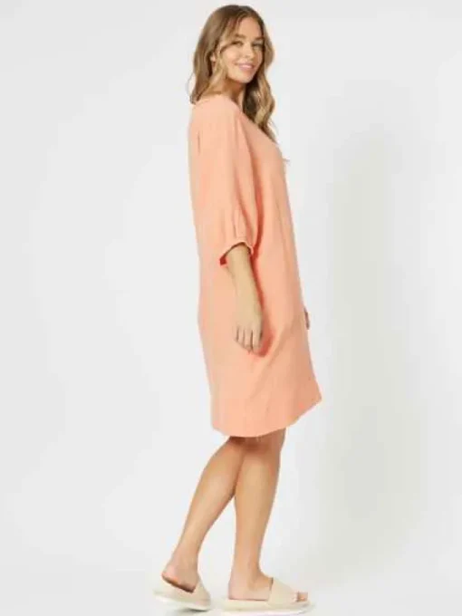 Threadz - Bryon Cotton Dress - Papaya - Womens Fashion