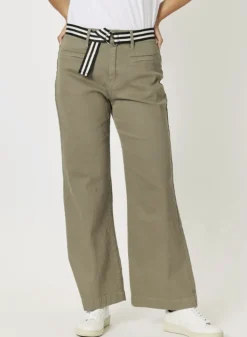 Threadz - Georgia Wide Leg Jean - Khaki - Womens Fashion
