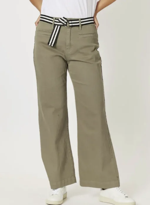 Threadz - Georgia Wide Leg Jean - Khaki - Womens Fashion