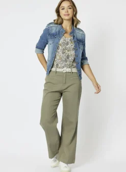 Threadz - Georgia Wide Leg Jean - Khaki - Womens Fashion