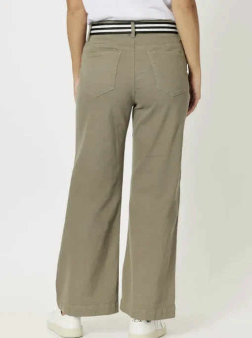 Threadz - Georgia Wide Leg Jean - Khaki - Womens Fashion